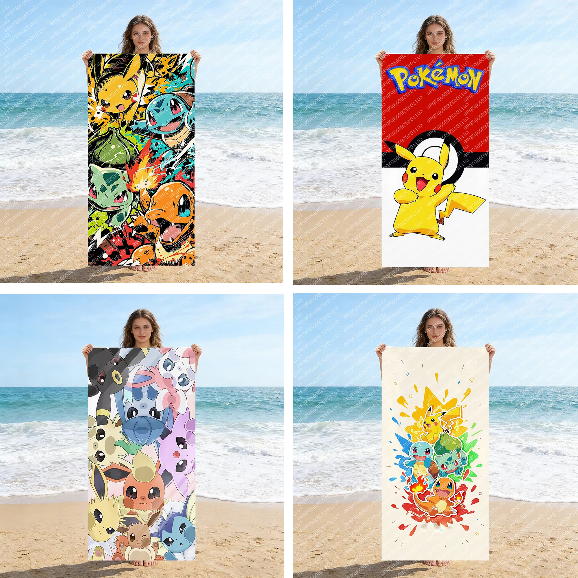 Herbal Yoga - Cute Pokemon Beach Towel Quick-Drying Super