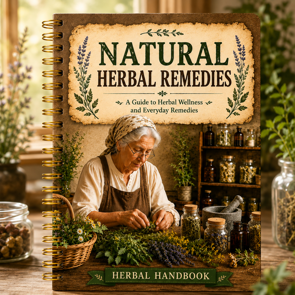 Herbal Wellness Remedy - Natural Herbal Remedies Vintage Design A5